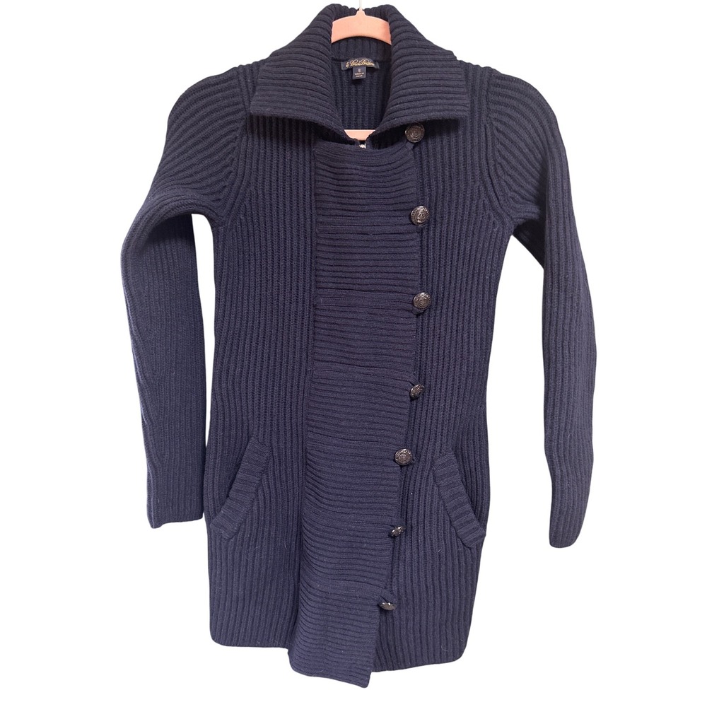 Brooks Brothers Navy‎ Ribbed Shawl Collar Zipper Cardigan Sweater Womens Size S